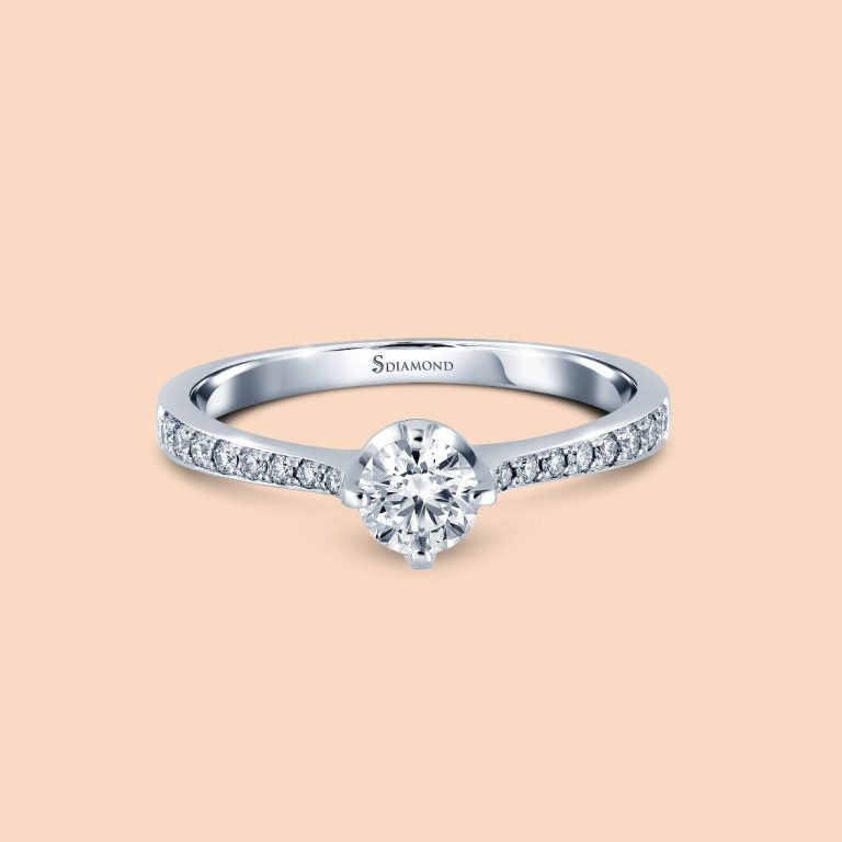 Solitaire Crown Diamond Engagement Ring