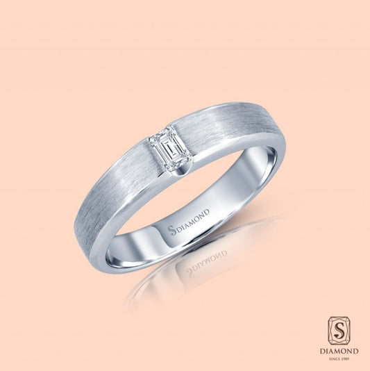 แหวนชาย Cut Corner Satin Brushed