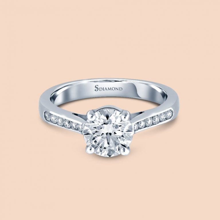 V Channel Diamond Engagement Ring