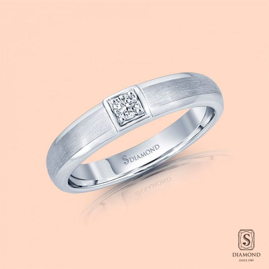 แหวนชาย Square Frame Satin Brushed Curve