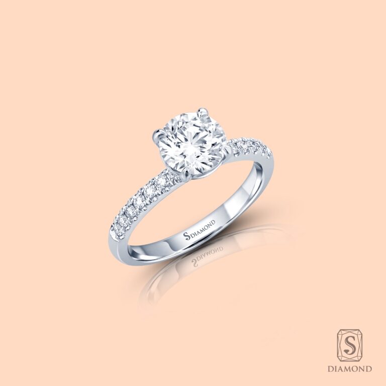 Solitaire Pave Diamond Engagement Ring