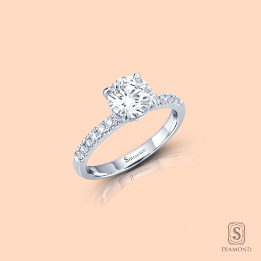 แหวนแต่งงาน Solitaire Pave