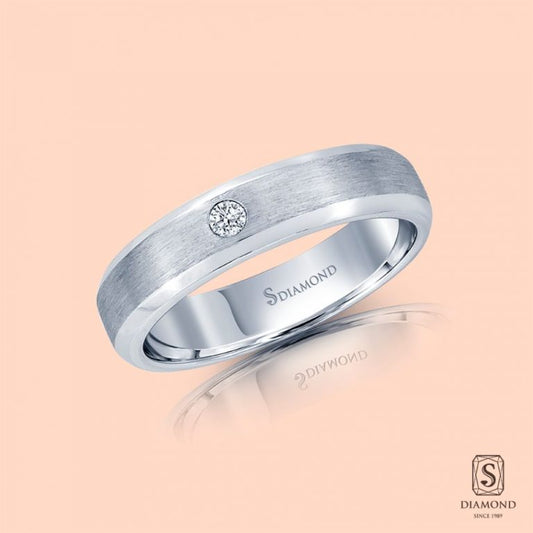 แหวนชาย Comfort Fit Satin Brushed Cut Corner