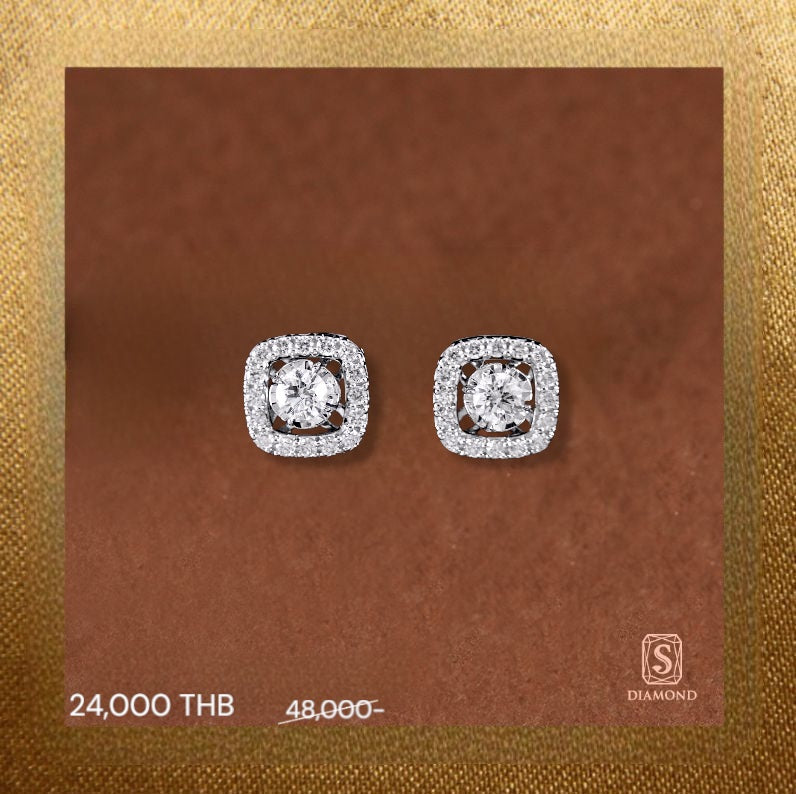 Earring Promotion 08 natural diamond earrings, ต่างหูเพชรแท้ S.Diamond Bangkok
