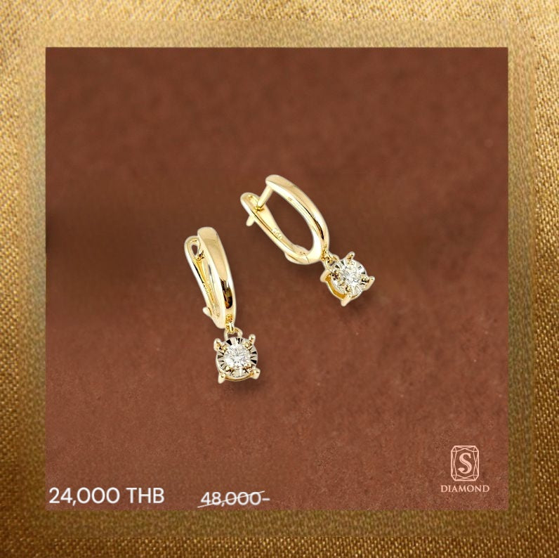 Earring Promotion 09 natural diamond earrings, ต่างหูเพชรแท้ S.Diamond Bangkok