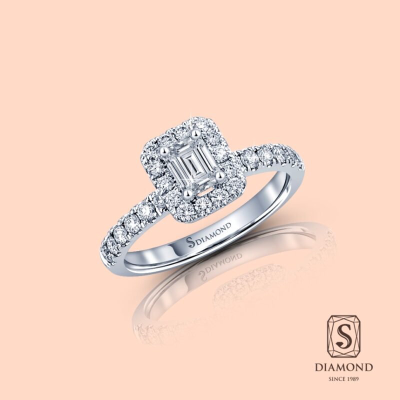 Emerald Cut Diamond Engagement Rings | Emerald Shape Diamond Halo Rings
