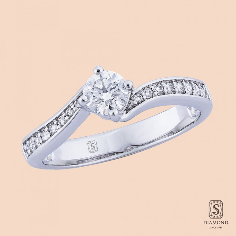 Twist Channel Diamond Engagement Ring