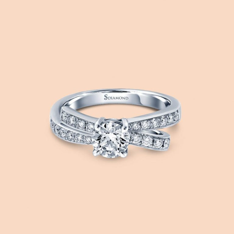 Solitaire Bow Diamond Engagement Ring