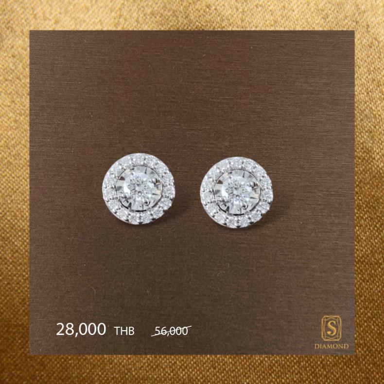 Earring Promotion 14 natural diamond earrings, ต่างหูเพชรแท้ S.Diamond Bangkok