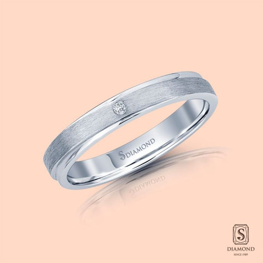 แหวนชาย Cross Satin Step Single Diamond Mini