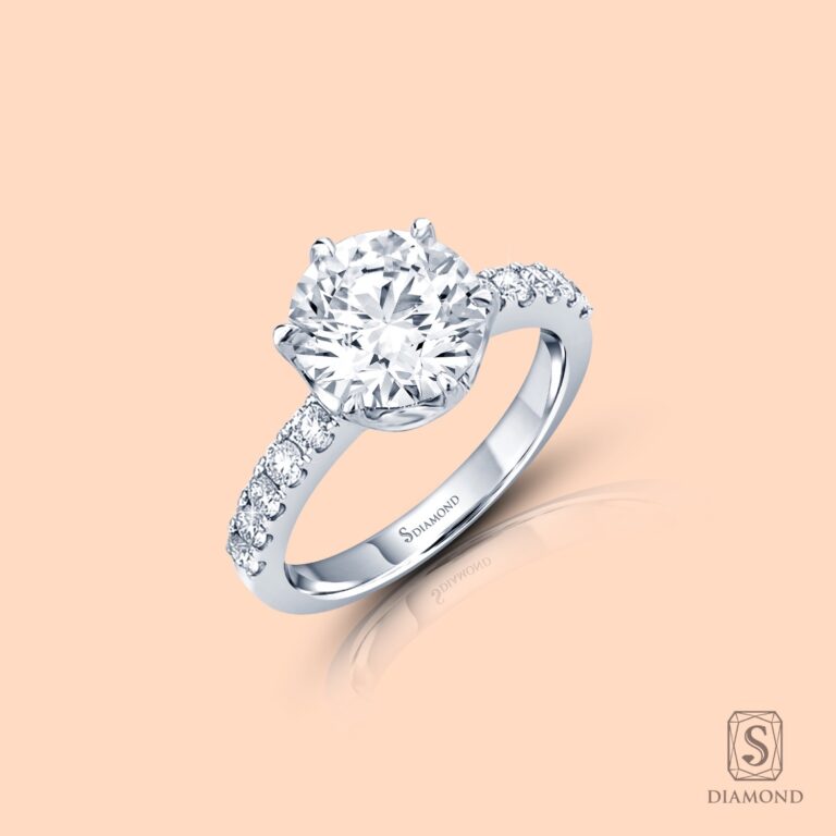 Classic Pave 6P Diamond Engagement Ring