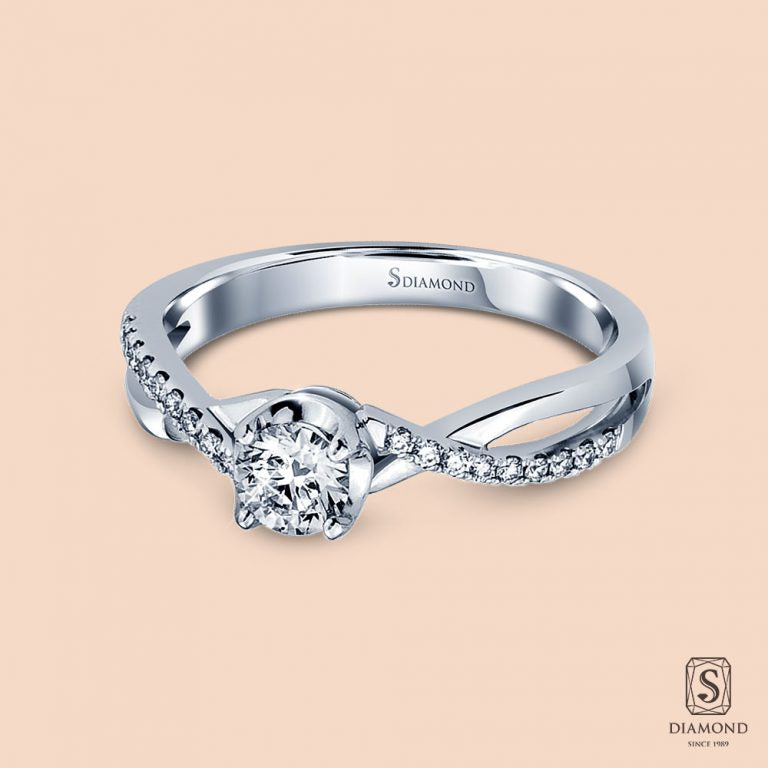 Crown Infinity Diamond Engagement Ring