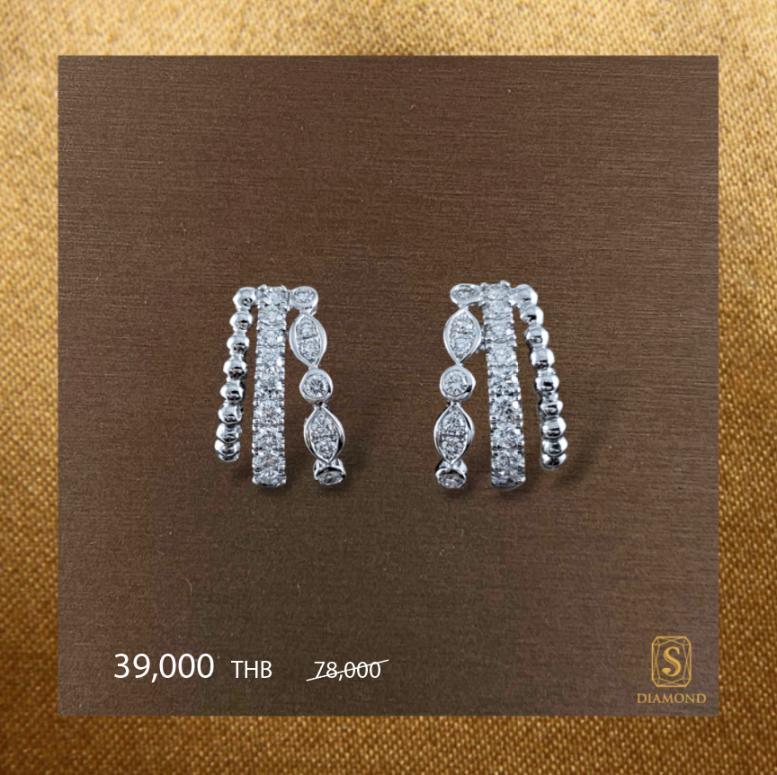Earring Promotion 34 natural diamond earrings, ต่างหูเพชรแท้ S.Diamond Bangkok