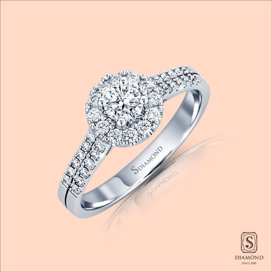 แหวนแต่งงาน Halo Diamond Double Band