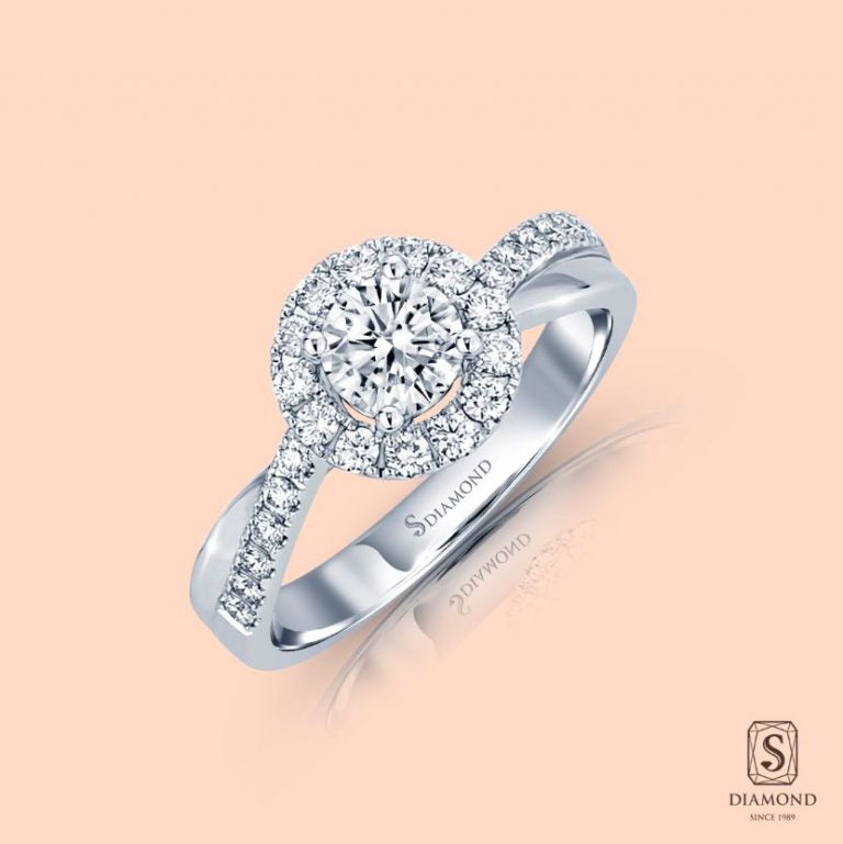 Halo Twist Diamond Engagement Ring