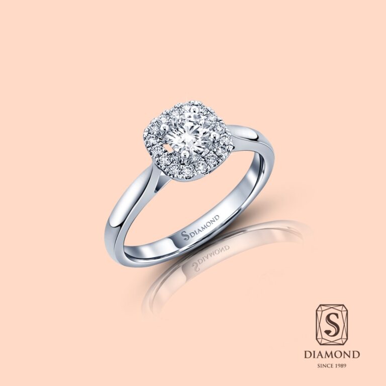 Cushion Halo Diamond Engagement Ring