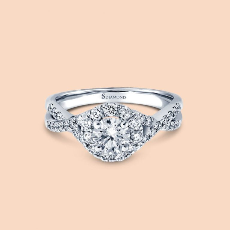 Halo Twist Top Diamond Engagement Ring