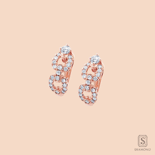 Chain Of Love Earring in 18K Pink Gold