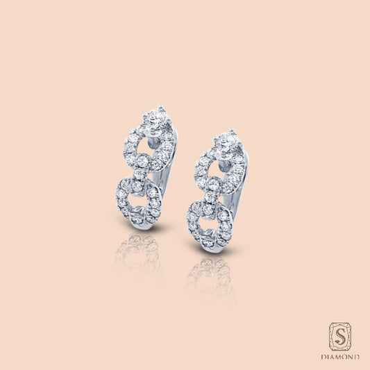 Chain Of Love Earring in 18K White Gold