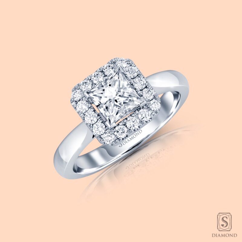 Princess Cut Diamond Engagement Rings | Princess Shape Diamond Halo Rings
