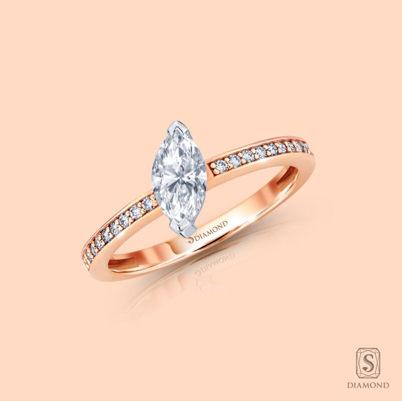 Marquise Shape Diamond Engagement Rings | Marquise Cut Diamond Classic Pave Rings