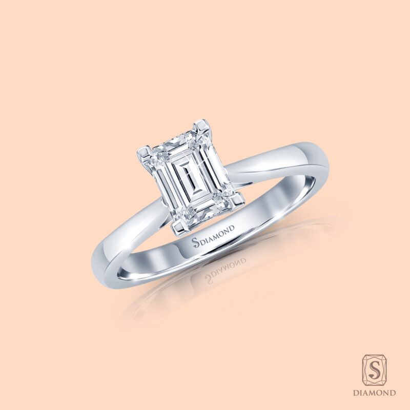 Emerald Cut Diamond Engagement Rings | Emerald Shape Diamond Solitaire Rings