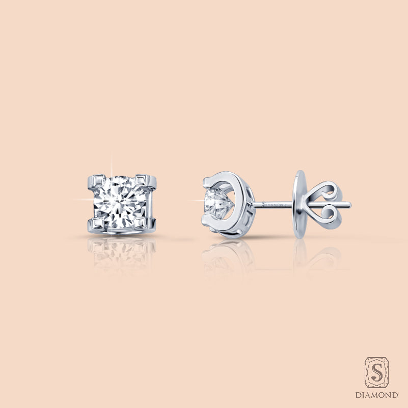 The Imperial C-Bouton Solitaire | ต่างหูเพชรแท้ GIA เม็ดเดี่ยวดีไซน์ทรงคาเทียหรูหรามีระดับ