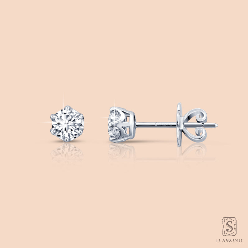 The Royal Crown Studs | ต่างหูเพชรแท้ GIA เม็ดเดี่ยวดีไซน์ฝังมงกุฎหรูหราเลอค่า