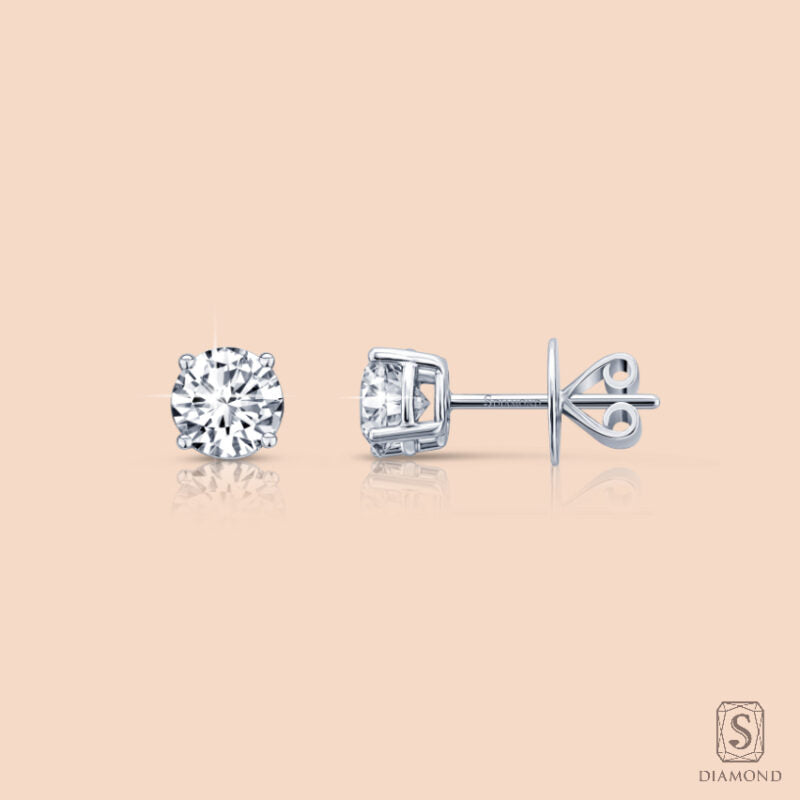 The Aura Wire Solitaire Studs | ต่างหูเพชรแท้ GIA เม็ดเดี่ยวดีไซน์ประเปาะลวดกลมใส่สบายติดหู