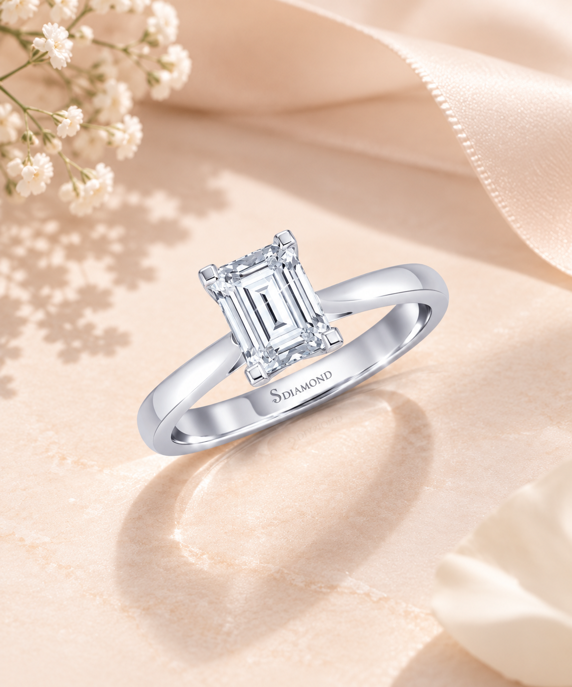 Emerald Cut Natural Diamond Engagement Rings