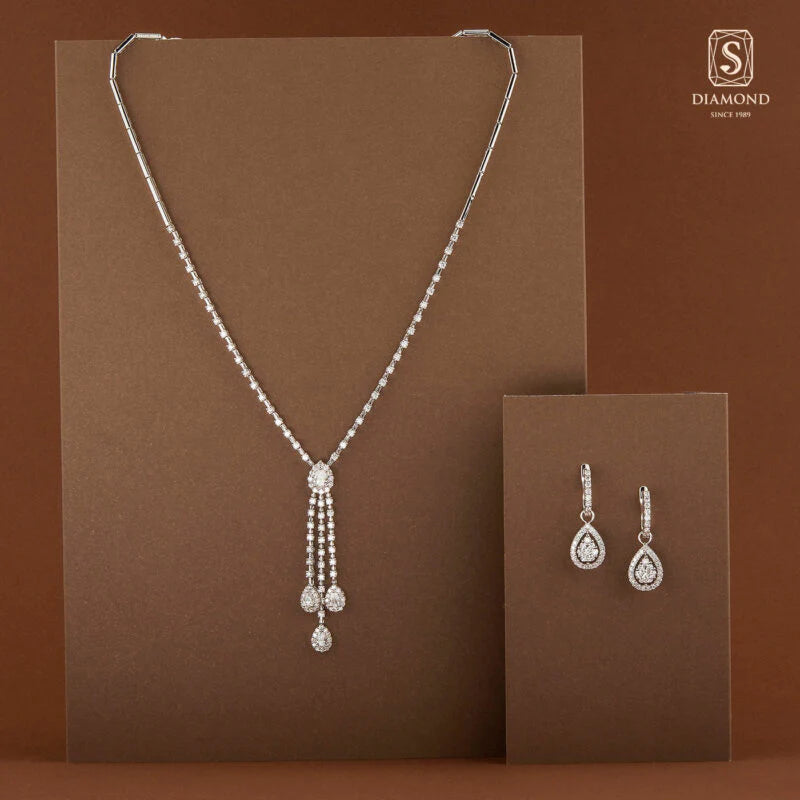The Sovereign Pear-Aura Bridal Set | เครื่องเพชรเจ้าสาว เครื่องประดับเพชรแท้ GIA ดีไซน์เรียบหรูห้อยจี้หยดน้ำล้อมเน้นความสำเร็จในชีวิตทำงาน