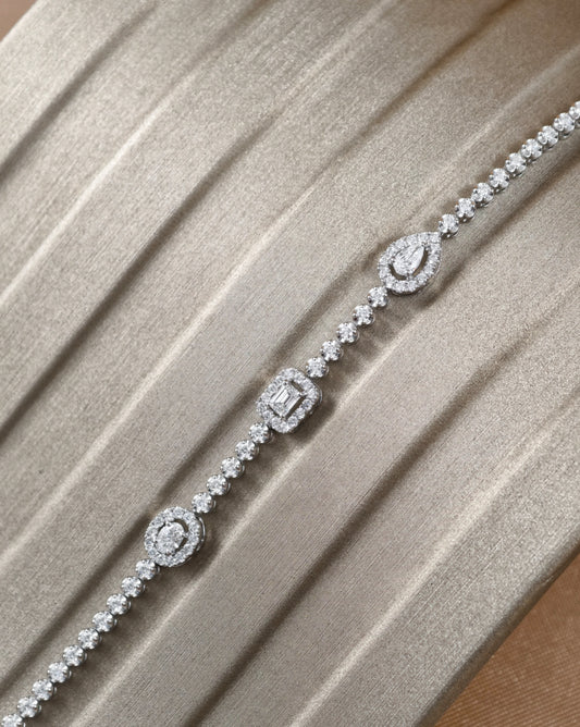 mix-shape halo natural diamond bracelets 