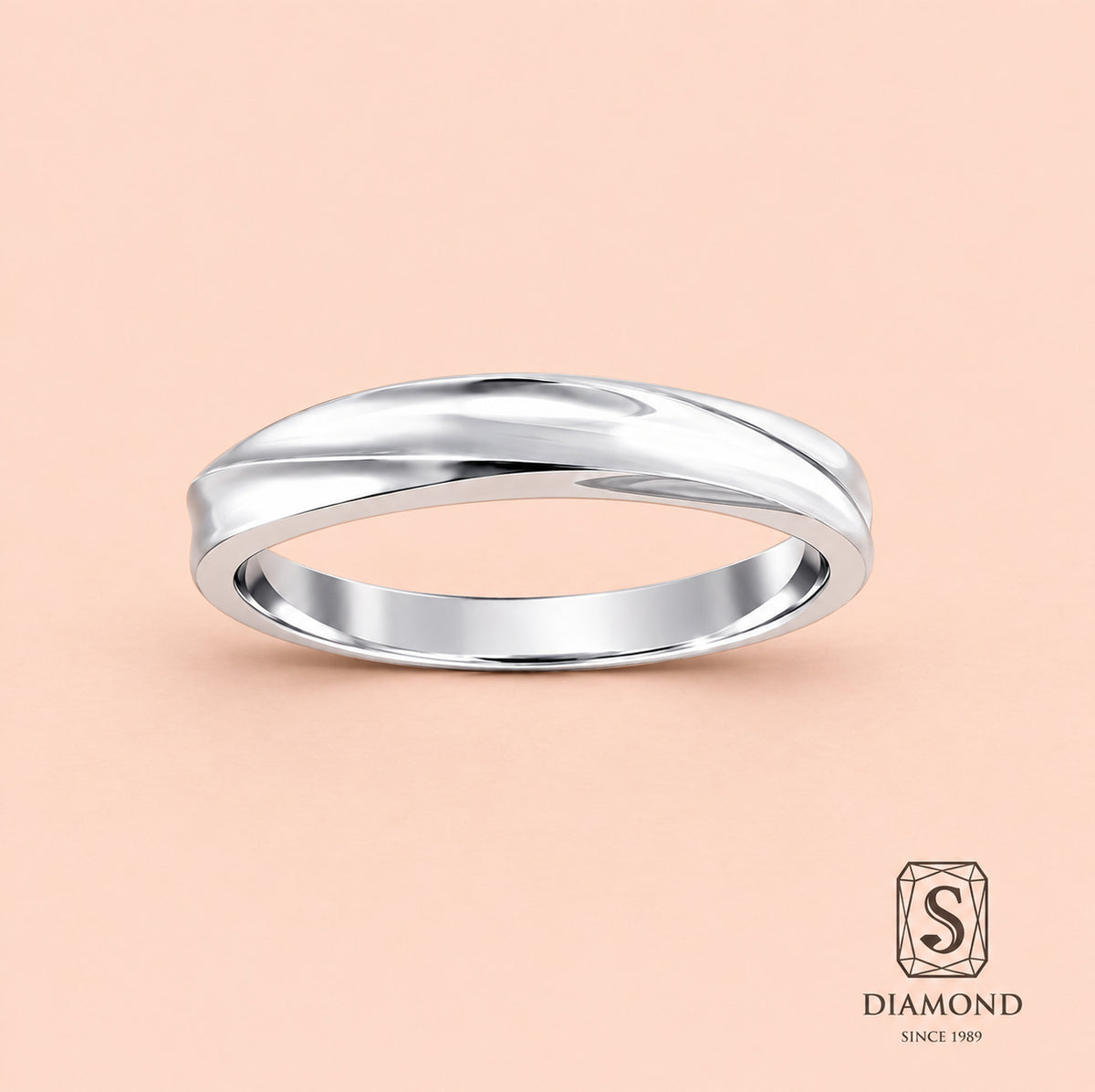 Round Gloss Curve White Gold