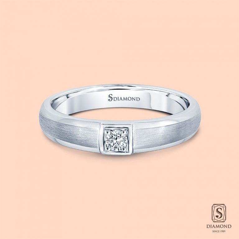 แหวนชาย Square Frame Satin Brushed Curve