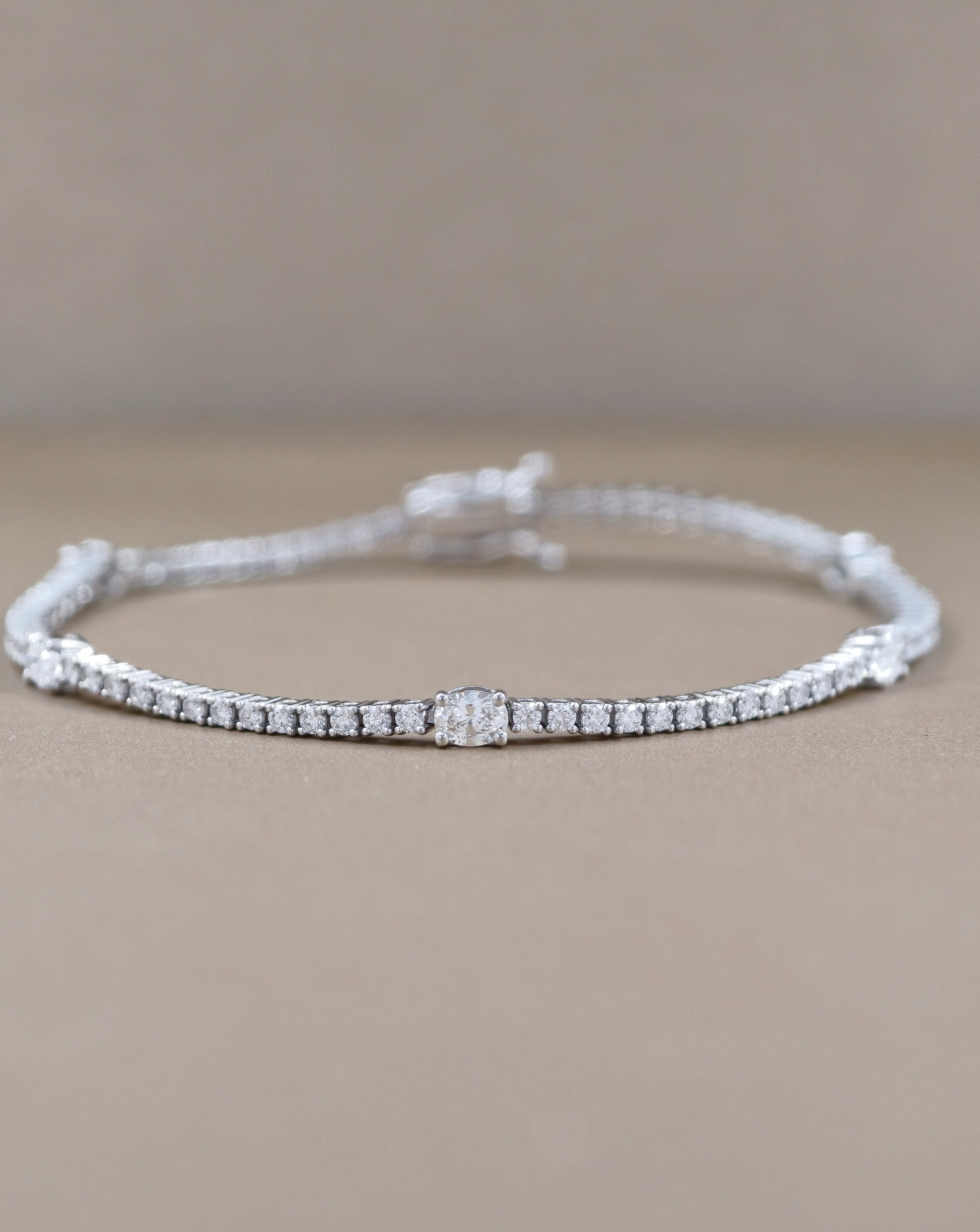 Round & Oval Cut Diamond Station Tennis Bracelet