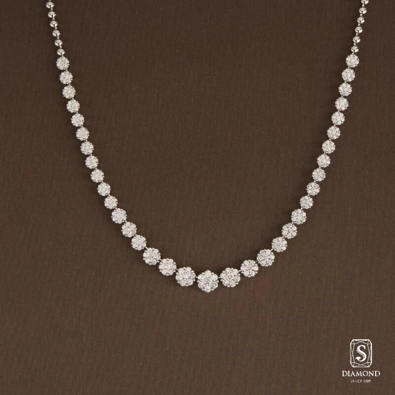 The Eternal Blossom Diamond Necklaces | สร้อยคอเจ้าสาว สร้อยคอเพชรแท้ GIA ดีไซน์เพชรประกบไล่ไซร์