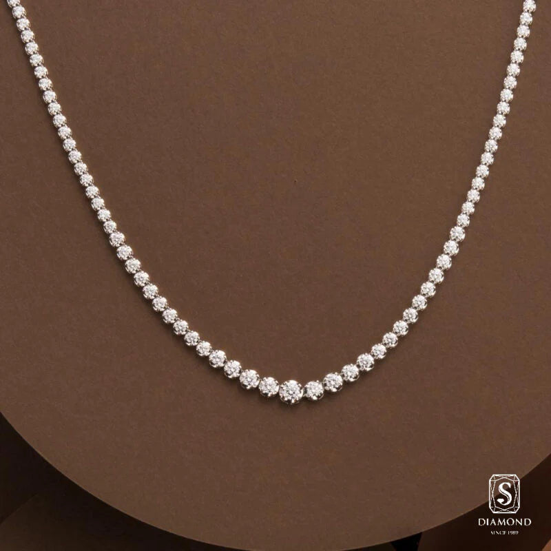 The Rhythmic Graduated Bridal Set | สร้อยคอเจ้าสาว สร้อยคอเพชรแท้  GIA ดีไซน์แนวเรียบเพชรไล่ไซส์ละมุนเน้นใช้งานได้ประจำ [รหัสสินค้า]