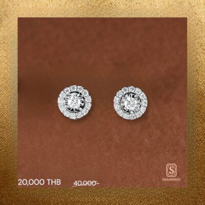 The Celestial Halo Classic Diamond Earrings handcrafted in 18K White Gold with GIA Certified Natural Diamonds by S.Diamond Bangkok Thailand