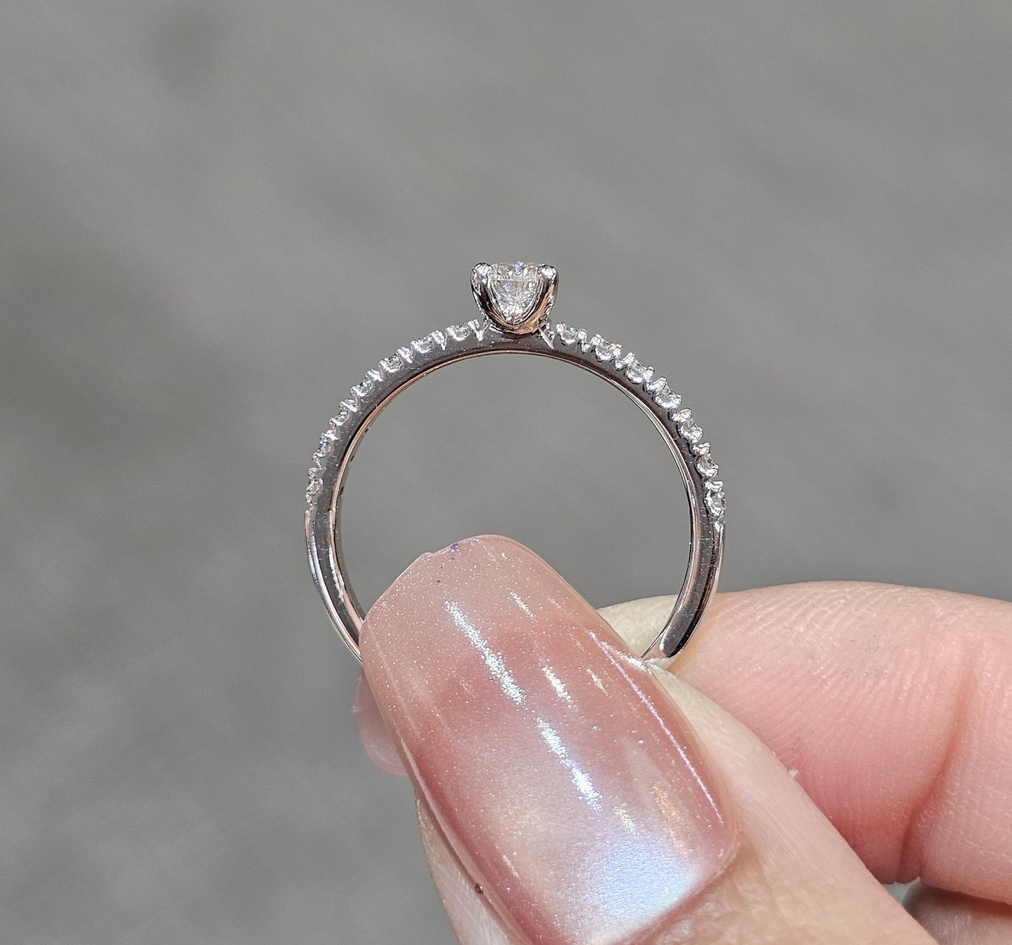 Pear Cut natural diamond pavé engagement ring try-on by S.Diamond Bangkok