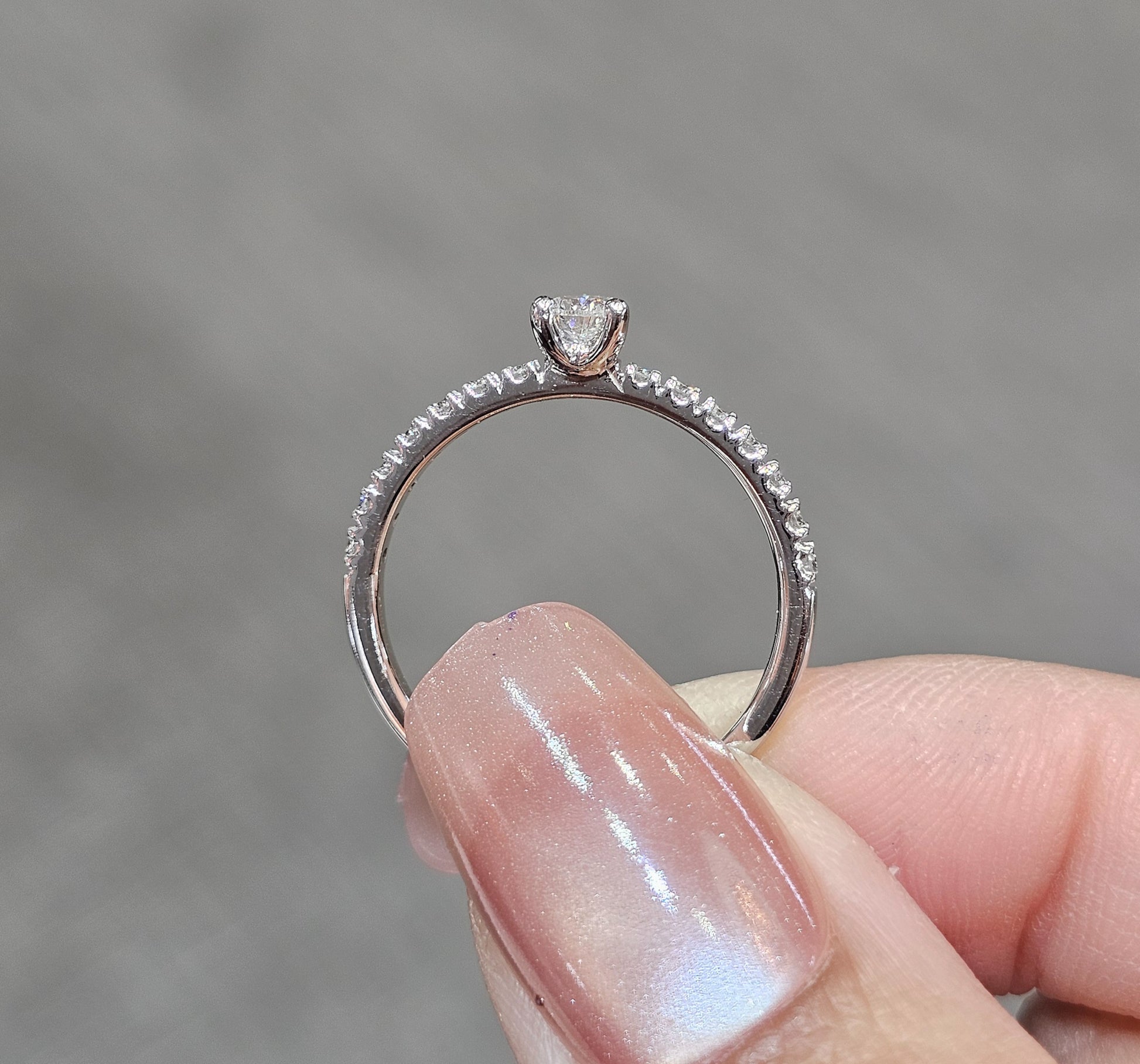Pear Cut natural diamond pavé engagement ring try-on by S.Diamond Bangkok