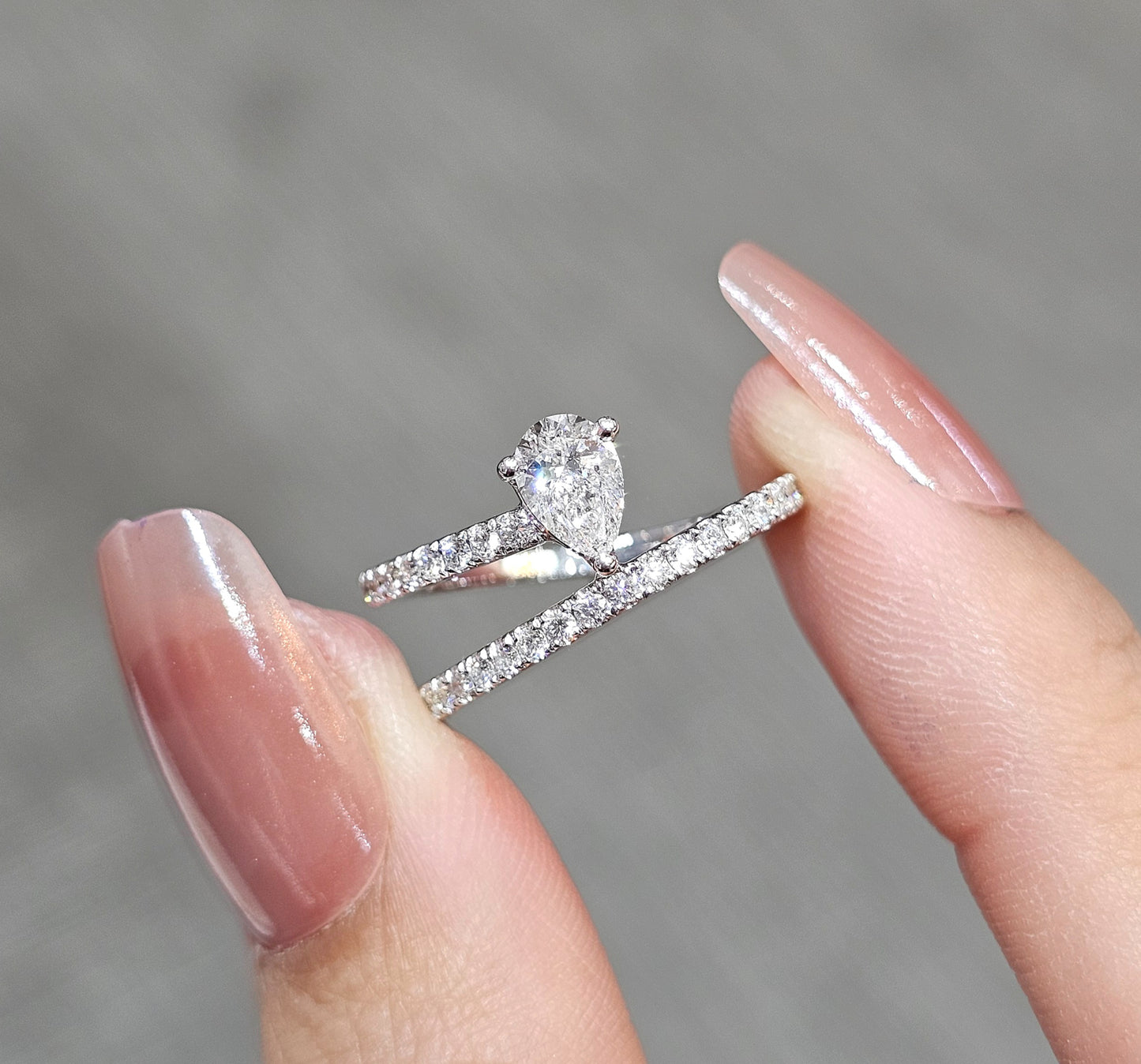 Pear Cut Diamond Pavé Engagement Ring