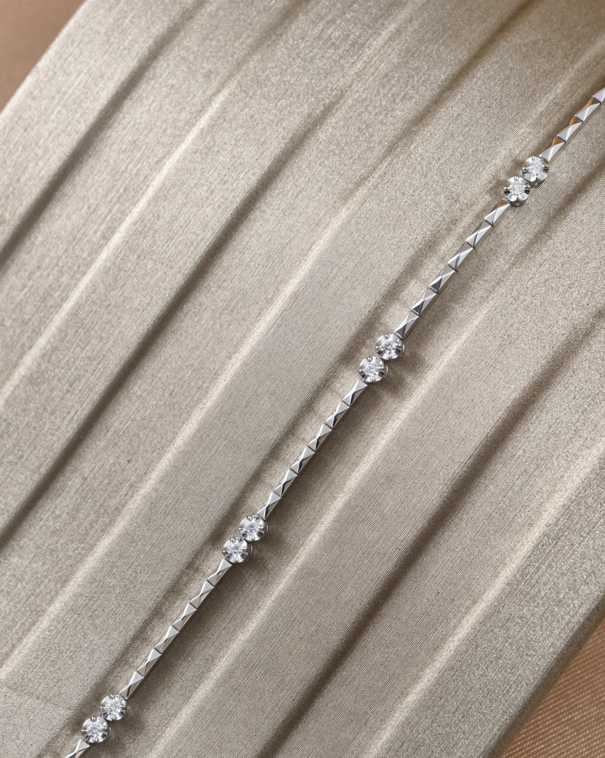 Round Cut natural diamond geometric station bracelet by S.Diamond Bangkok