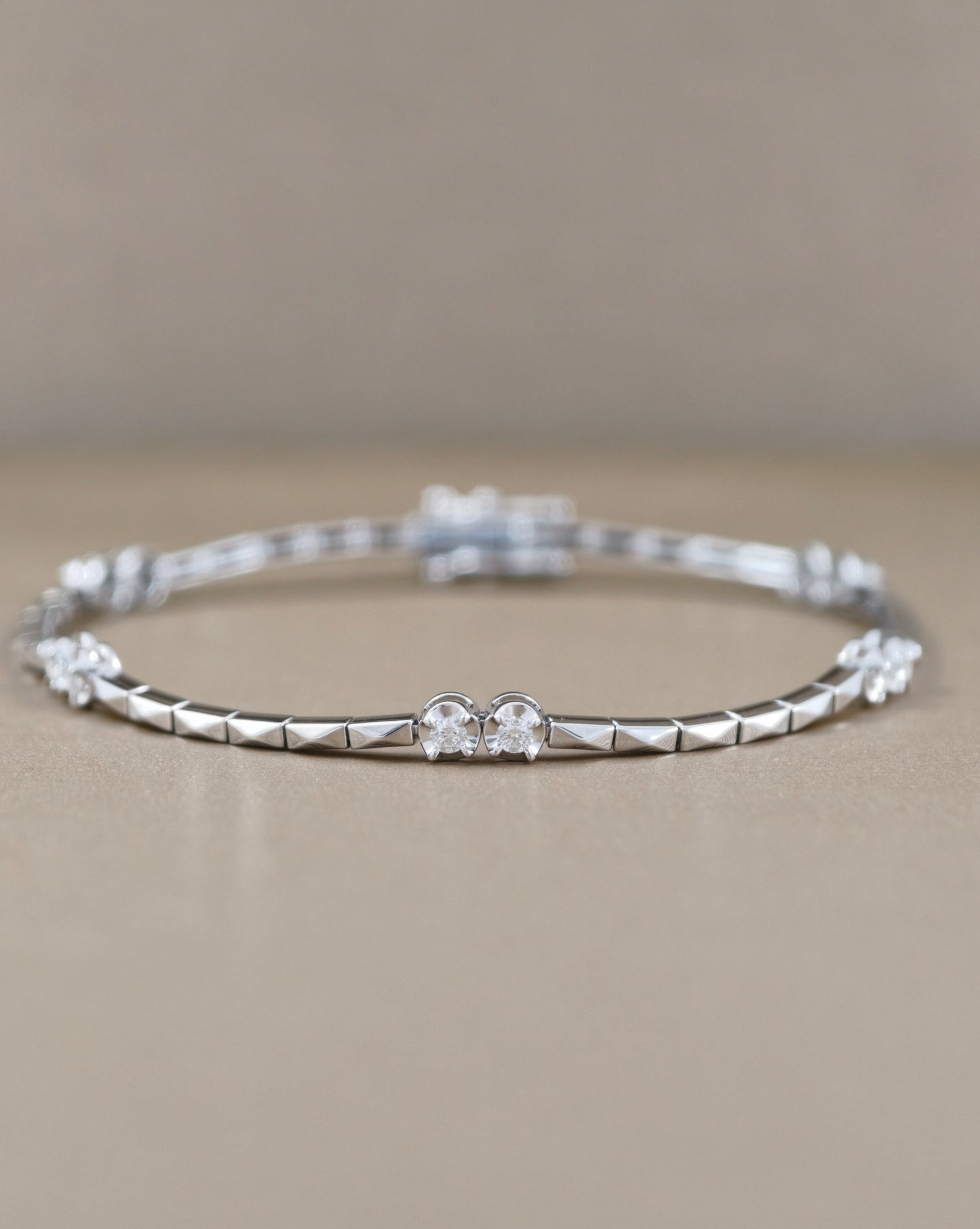 Round Cut natural diamond geometric station bracelet by S.Diamond Bangkok