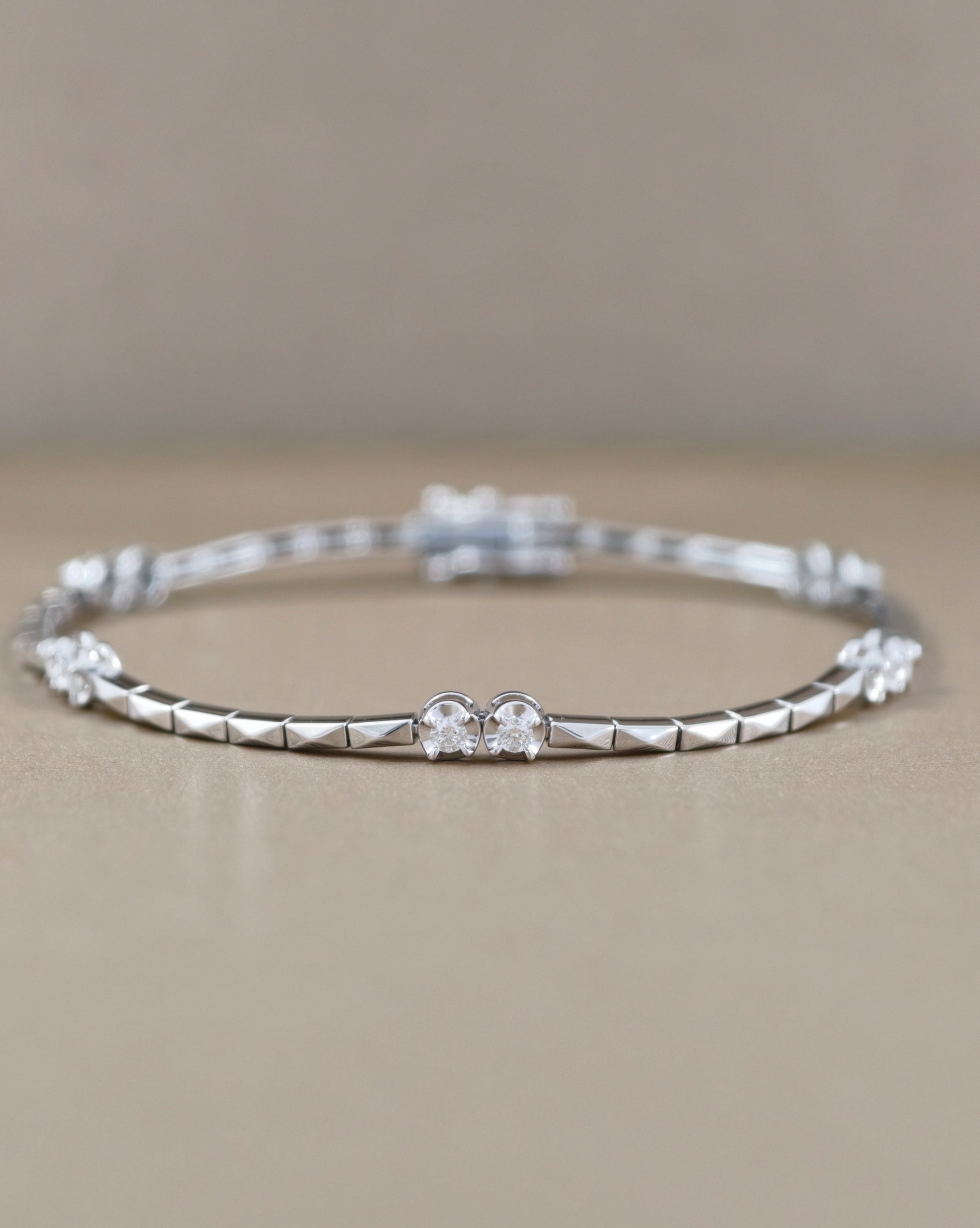 Round Cut natural diamond geometric station bracelet by S.Diamond Bangkok
