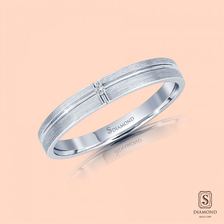 แหวนชาย Crossed Brushed Single Diamond