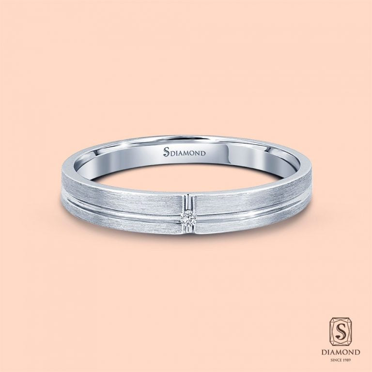 แหวนชาย Crossed Brushed Single Diamond