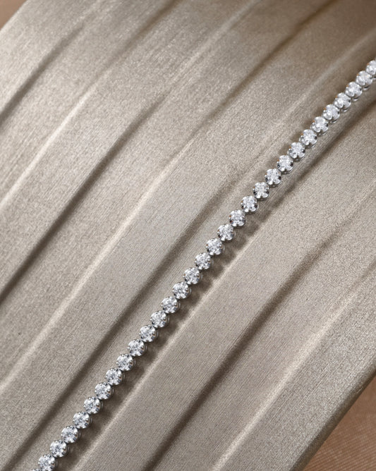 Full view classic Round Cut natural diamond tennis bracelet in white gold by S.Diamond