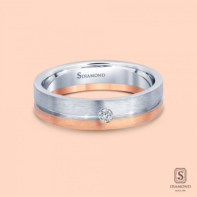 แหวนชาย Two-Tone Brushed Single Diamond