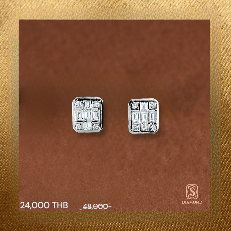 Earring Promotion 10 natural diamond earrings, ต่างหูเพชรแท้ S.Diamond Bangkok