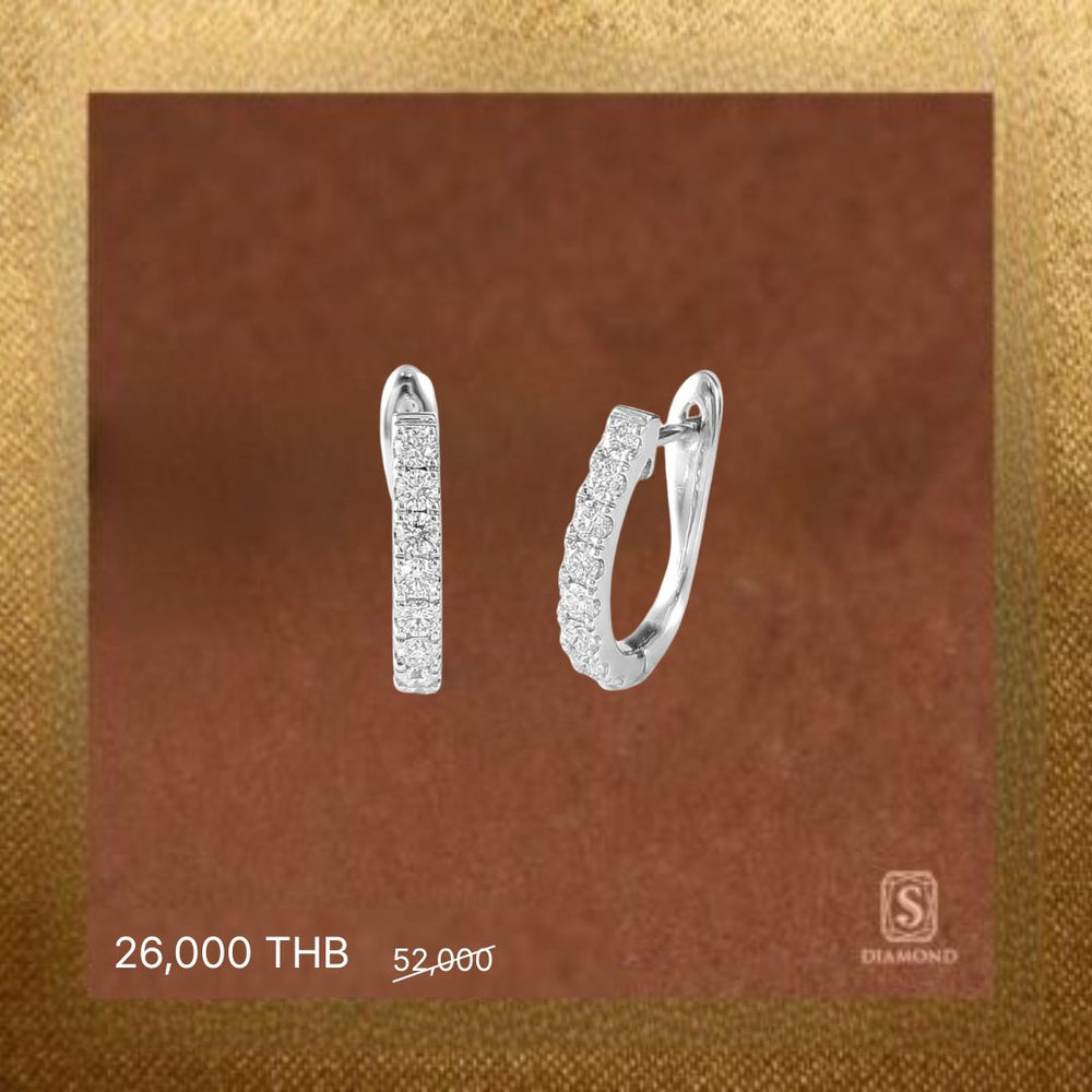 The Celeste Infinity Pavé Hoop Diamond Earrings ต่างหูห่วงเพชรแท้ Natural Diamond ตัวเรือนทองคำแท้ 18K White Gold พร้อมใบเซอร์ GIA จาก S.Diamond Bangkok Thailand
